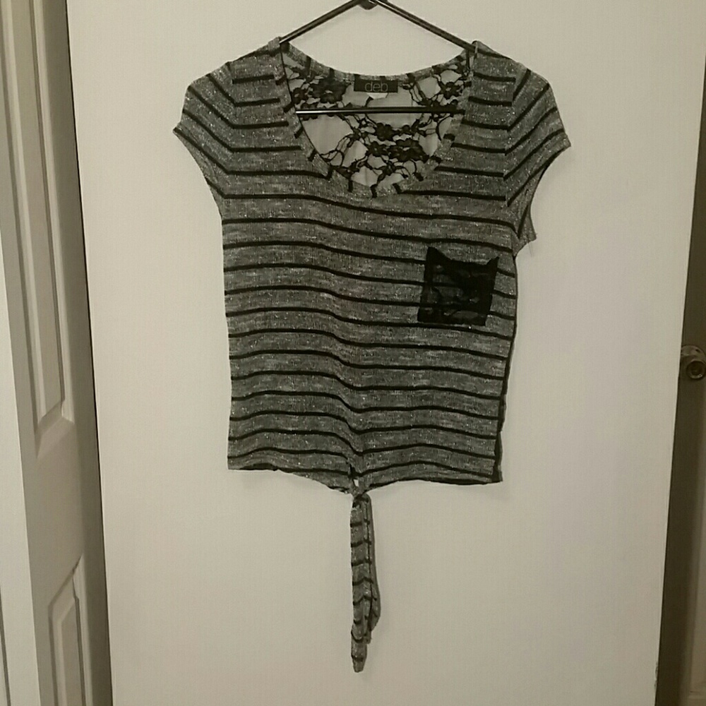 Sheer short top with front tye